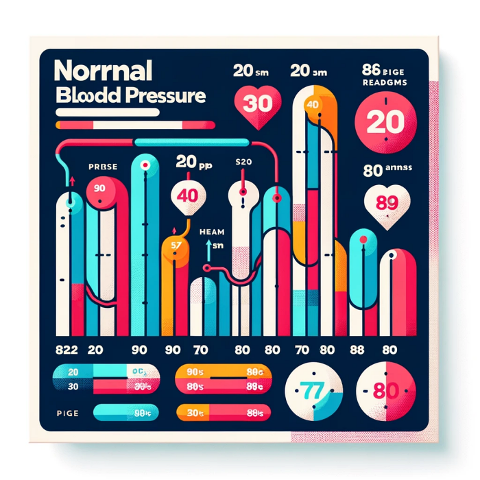 연령대별 정상 혈압 범위를 보여주는 그래프&amp;#44; 20대부터 80대까지의 혈압 수치 정리.