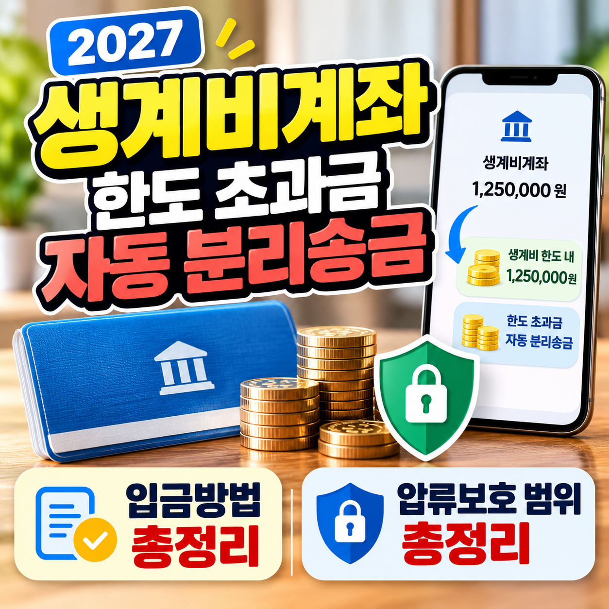 2027 생계비계좌 한도 초과금 자동 분리송금 입금방법·압류보호 범위 총정리