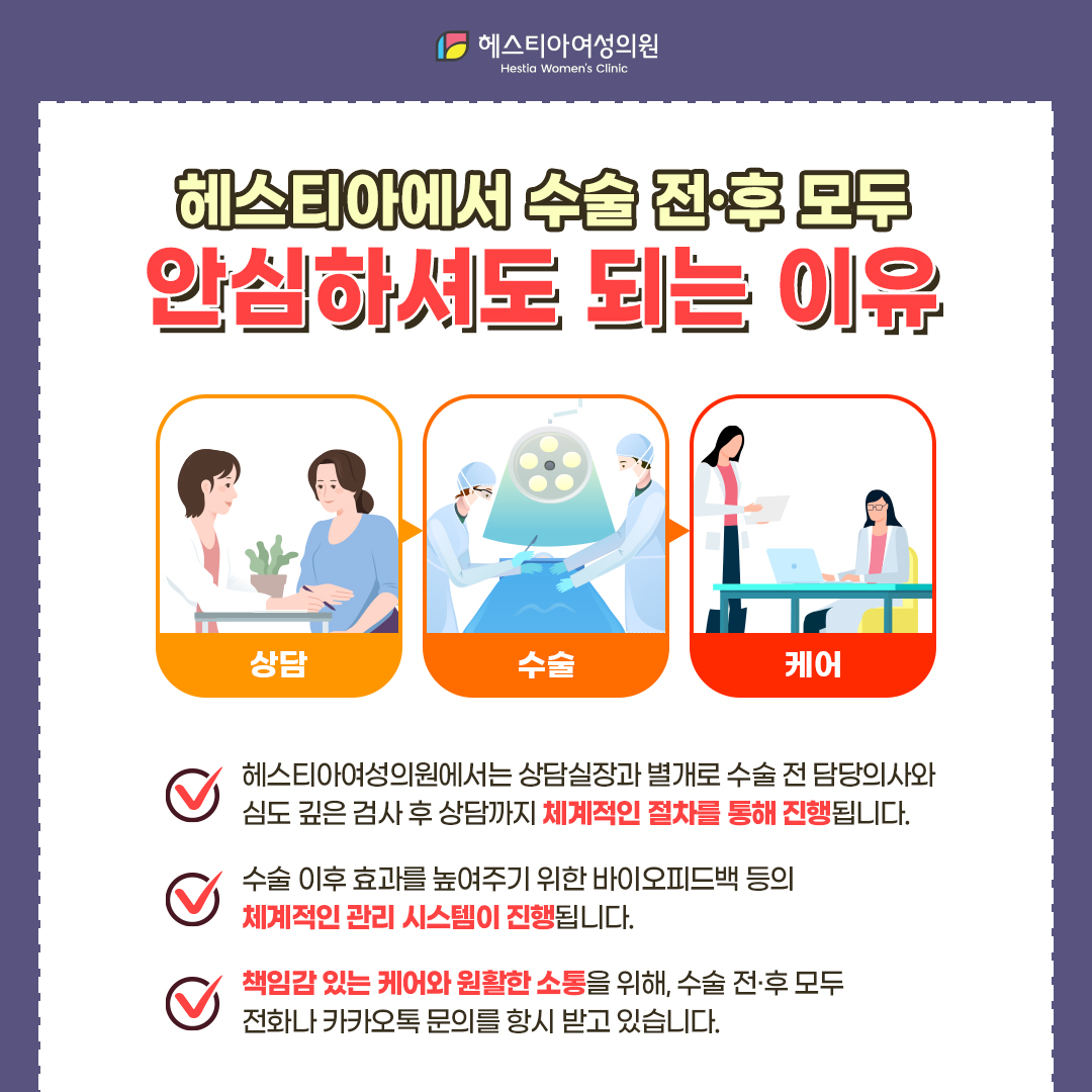 헤스티아에서 수술 전후 모두 안심하셔도 되는 이유