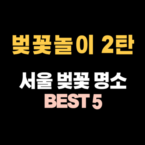 서울 벚꽃명소 추천