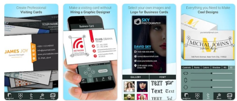 명함 제작기앱 기능