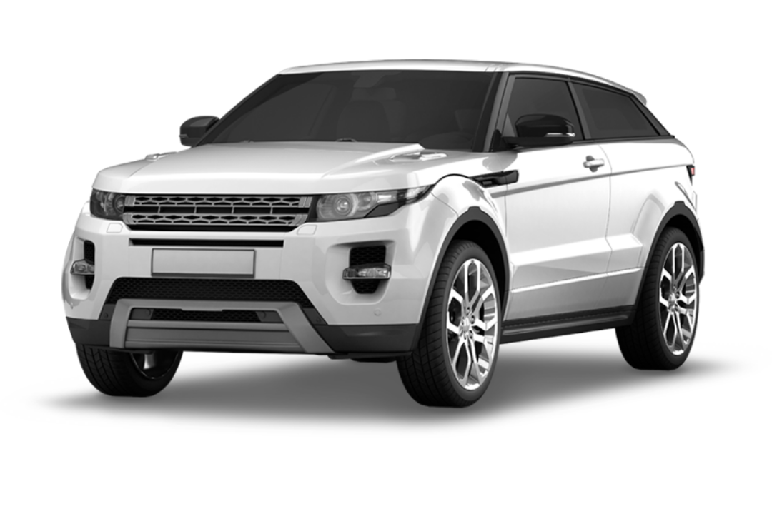 하얀 SUV가 서있다.