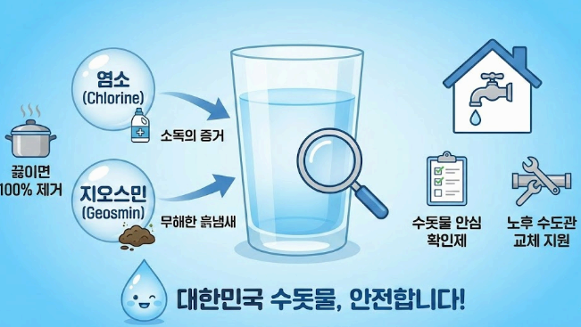 수돗물 냄새, 정말 독인가? 미생물학자가 밝힌 진실과 '공짜' 수질 검사 혜택 정리