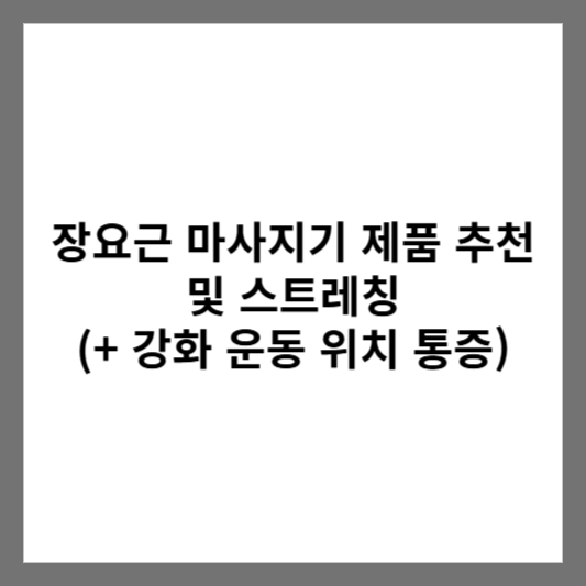 장요근 마사지기 제품 추천 및 스트레칭 (+ 강화 운동 위치 통증)