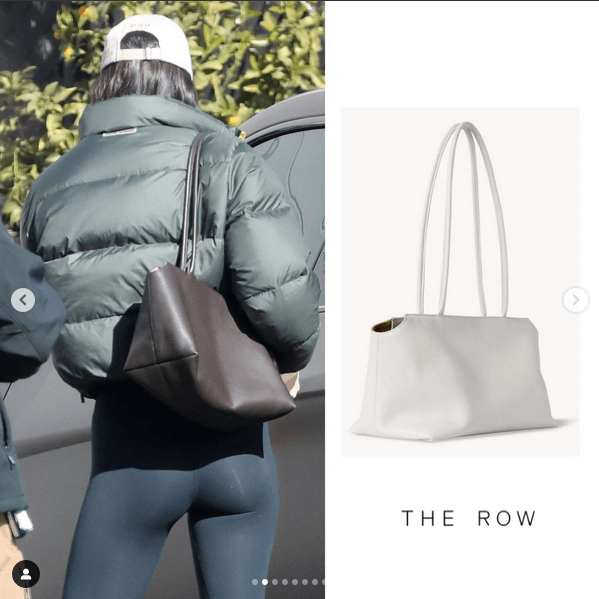 켄달제너의 the row 백 착용샷과 가방 전체샷