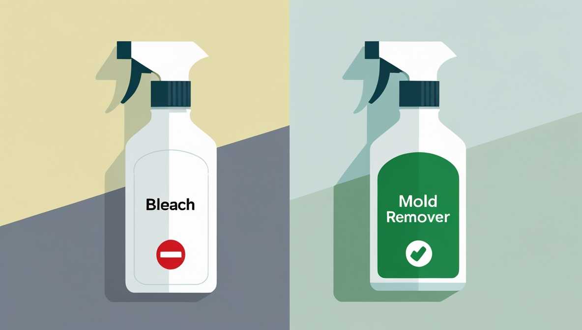 락스와 곰팡이 제거제 두 제품을의 안전성 중심으로 단순 비교하는 인포그래픽 스타일