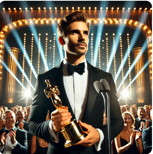 영화제에서 상을 받는 배우의 모습