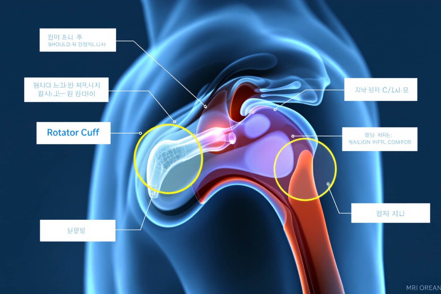 어깨 회전근개파열과 관련된 사진입니다.