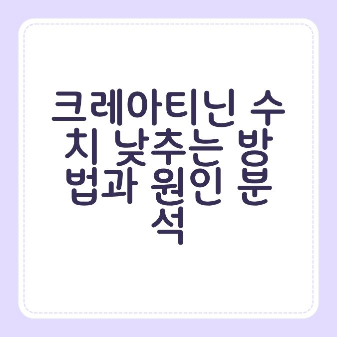 크레아티닌 수치 낮추는 방법과 원인 분석