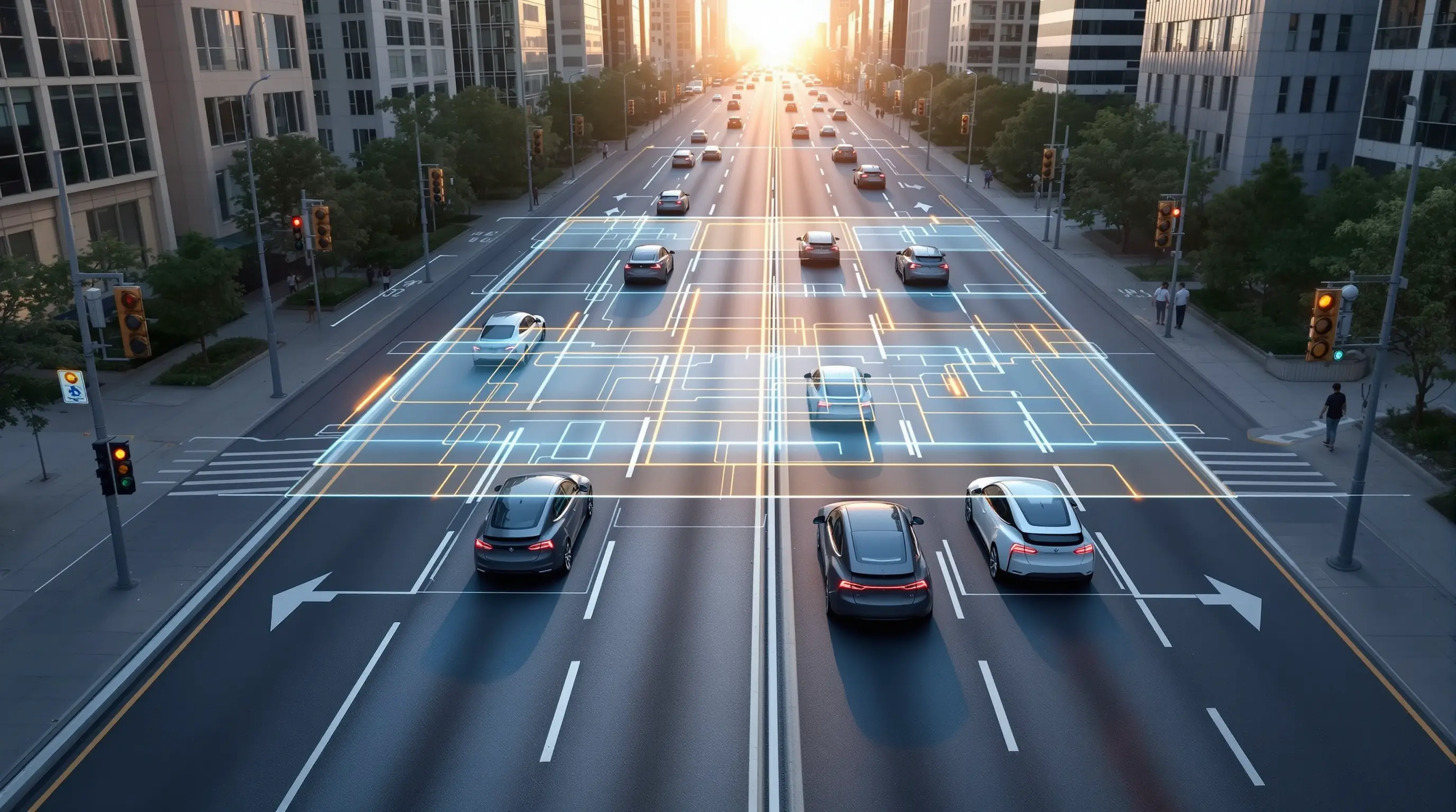 군집 주행 차량 상공 시점