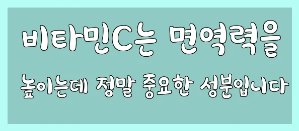  비타민C는 면역력을 높이는데 정말 중요한 성분입니다