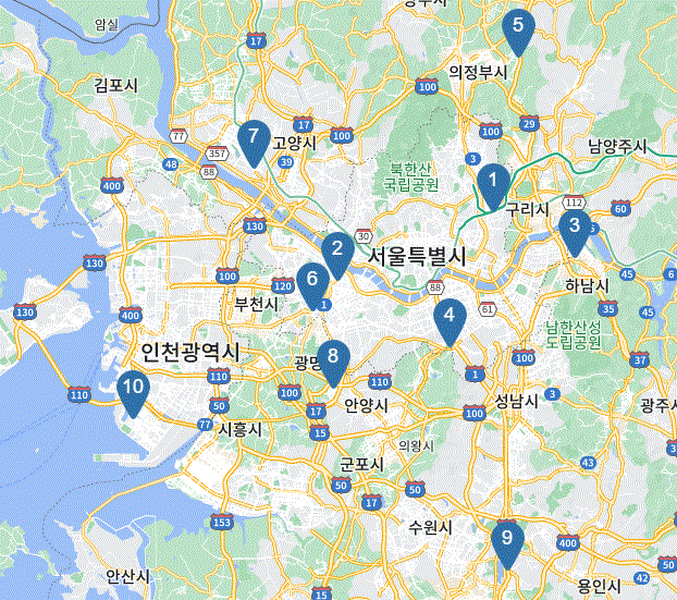 코스트코 수도권 매장분포