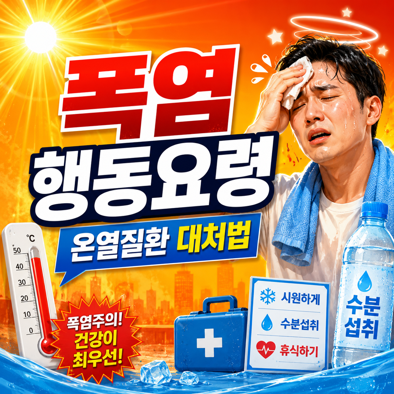 폭염 속 열사병과 일사병 증상 및 온열질환 응급처치 방법 안내