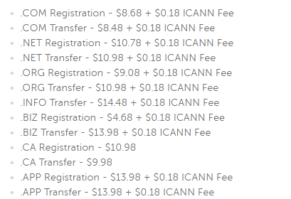 할인해주는 도메인목록