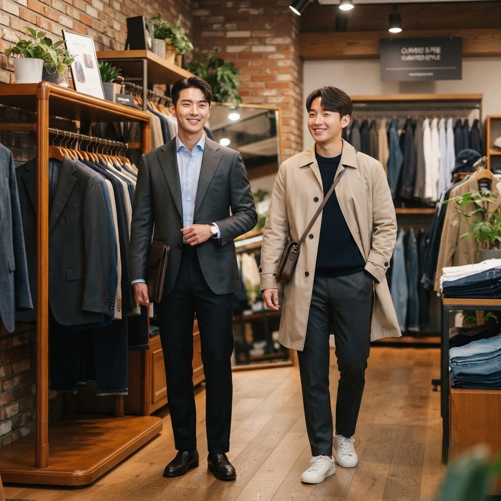 데이트룩 또는 출근룩을 입은 남성, 상황별 코디 섹션용

내용: 상황만 정해지면 고민할 필요 없이 바로 꺼내 입으면 된다.