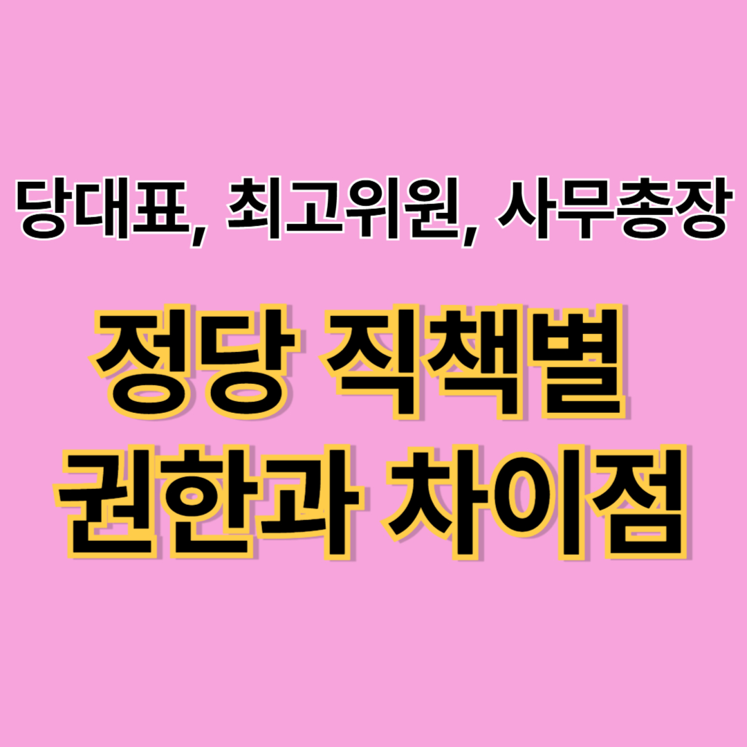 원내대표와 당대표차이(+정당 직급 체계와 업무 정리)