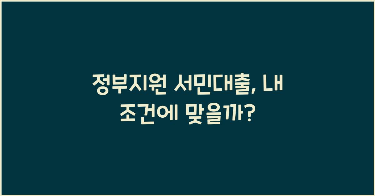 정부지원 서민대출