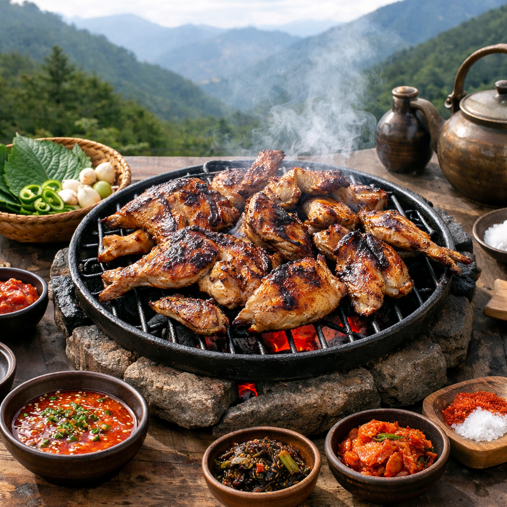 구례 산수유축제 지리산 토종 산닭구이