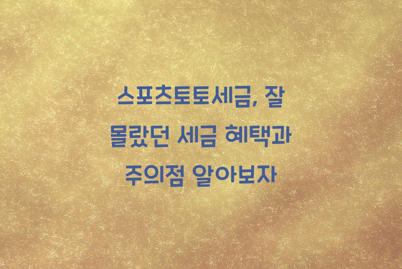 스포츠토토세금