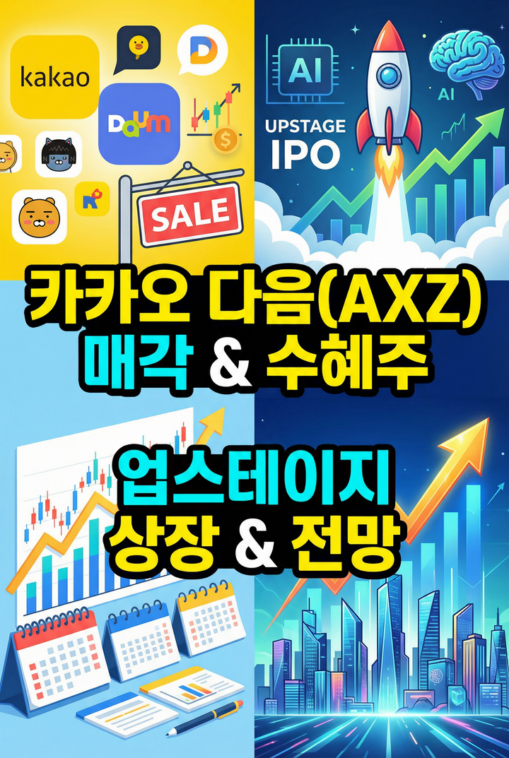 카카오 다음(AXZ) 매각 관련주, 수혜주, 업스테이지 상장 일정 및 향후 전망