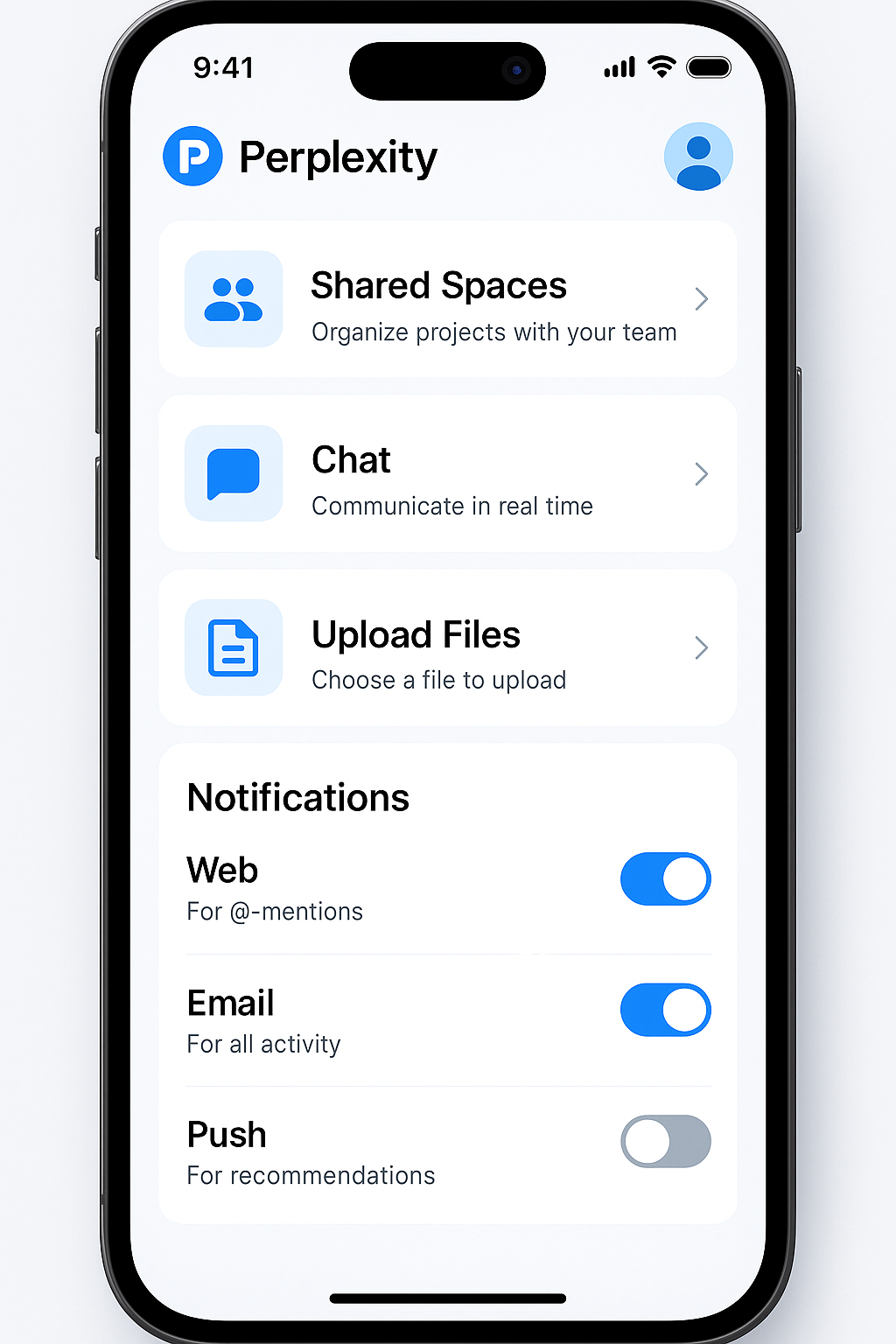 모바일 Perplexity AI 앱 팀 협업 기능