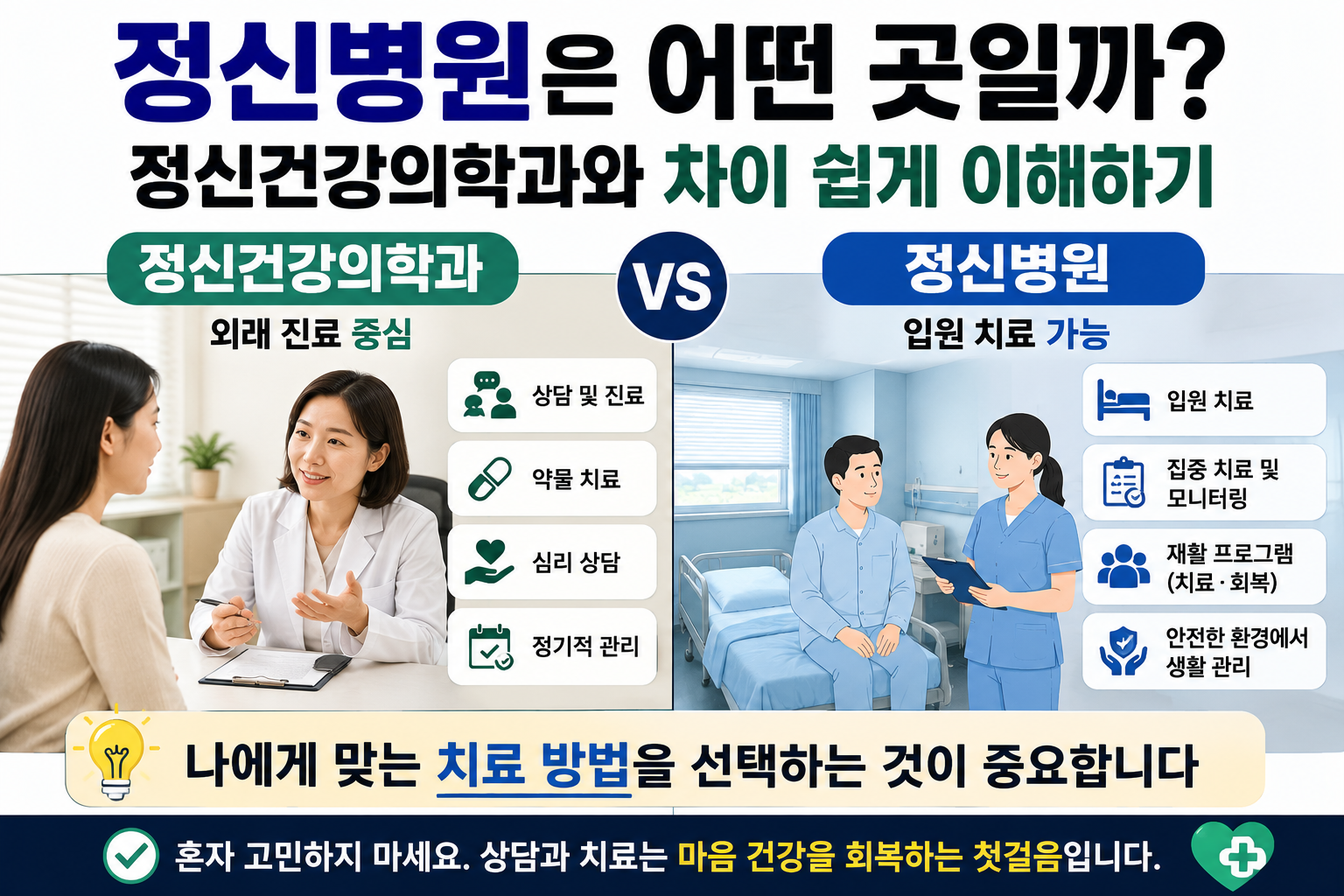 정신병원은 어떤 곳일까 정신건강의학과와 차이 쉽게 이해하기