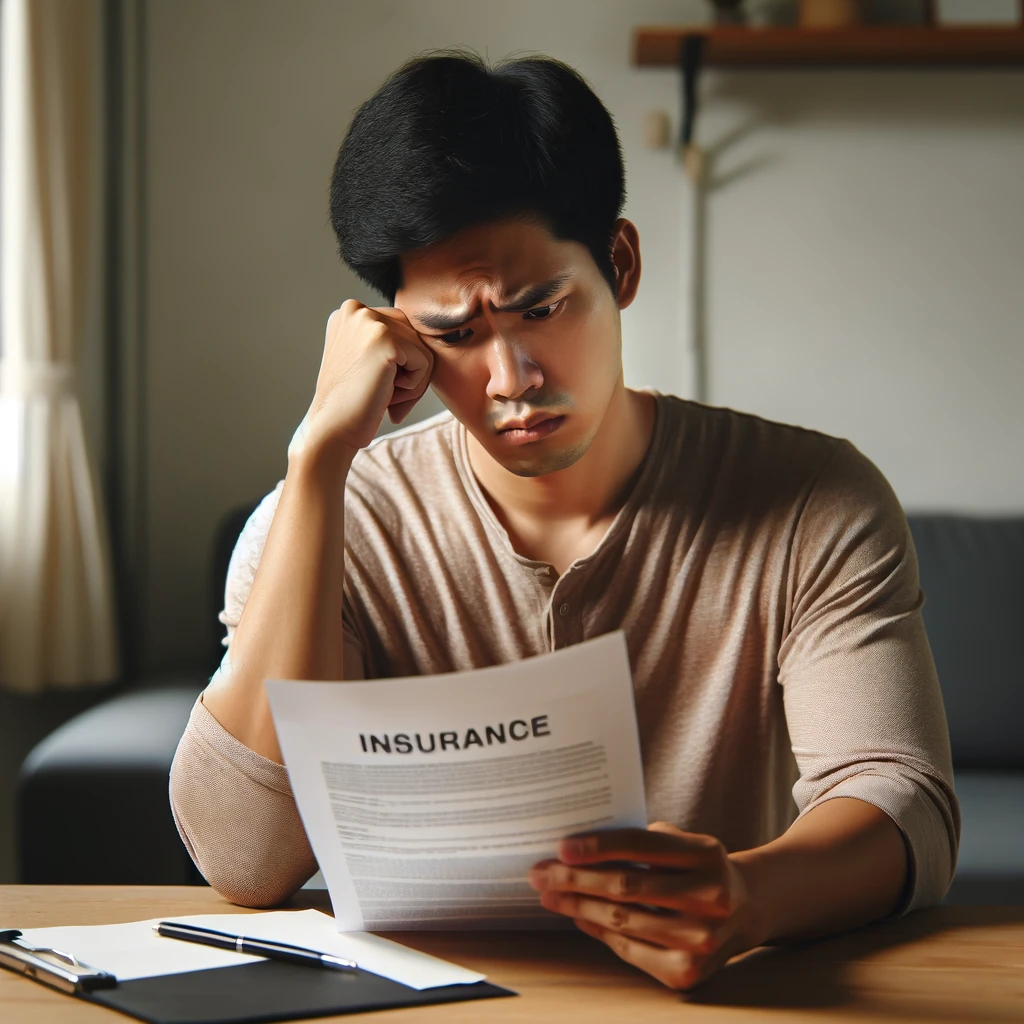 보험을 잘못 가입해서 후회하고 있는 남자