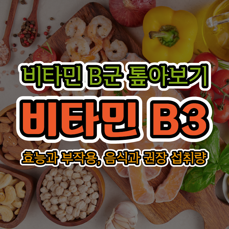 [비타민 B군 톺아보기] 비타민 B3(니아신) 효능과 부작용, 음식과 권장 섭취량
