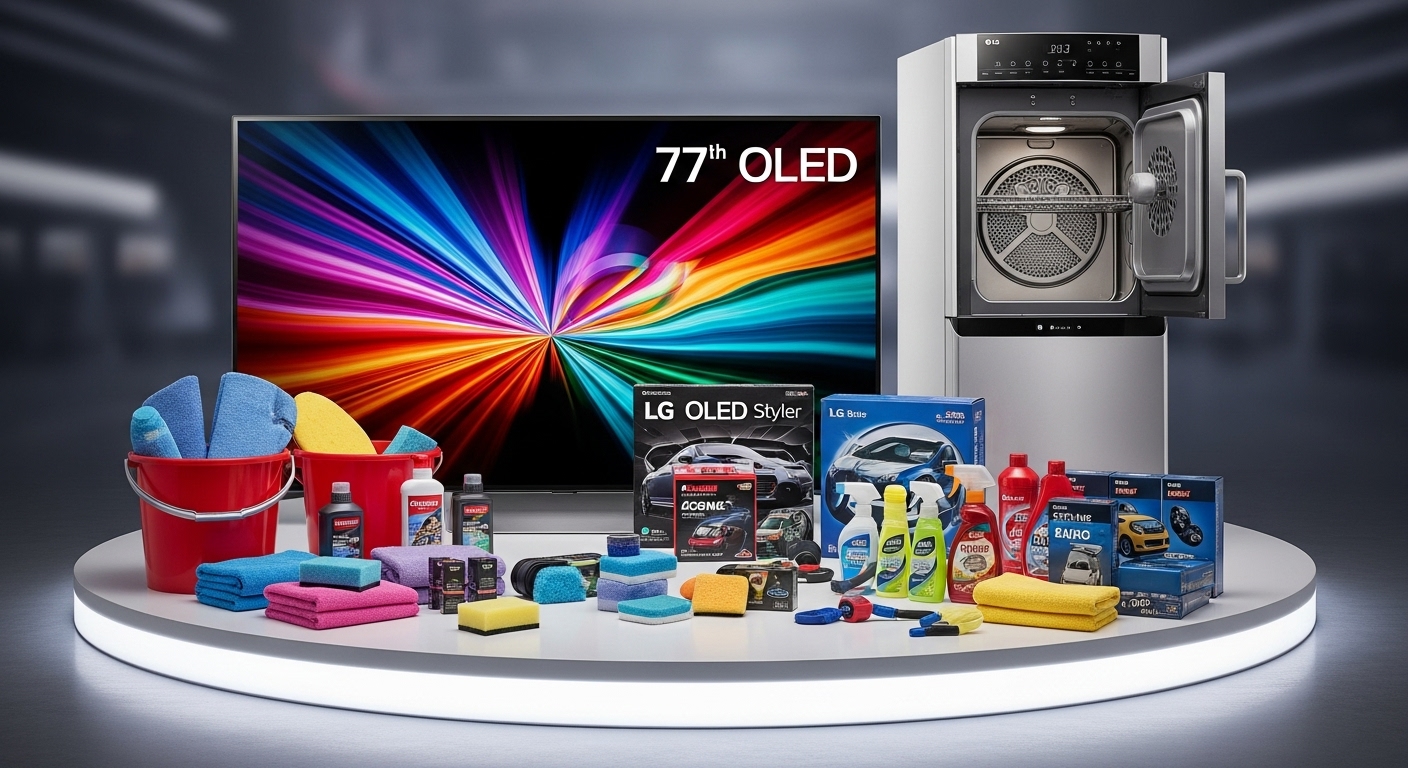 LG 77인치 올레드 TV, 스타일러, 세차 키트