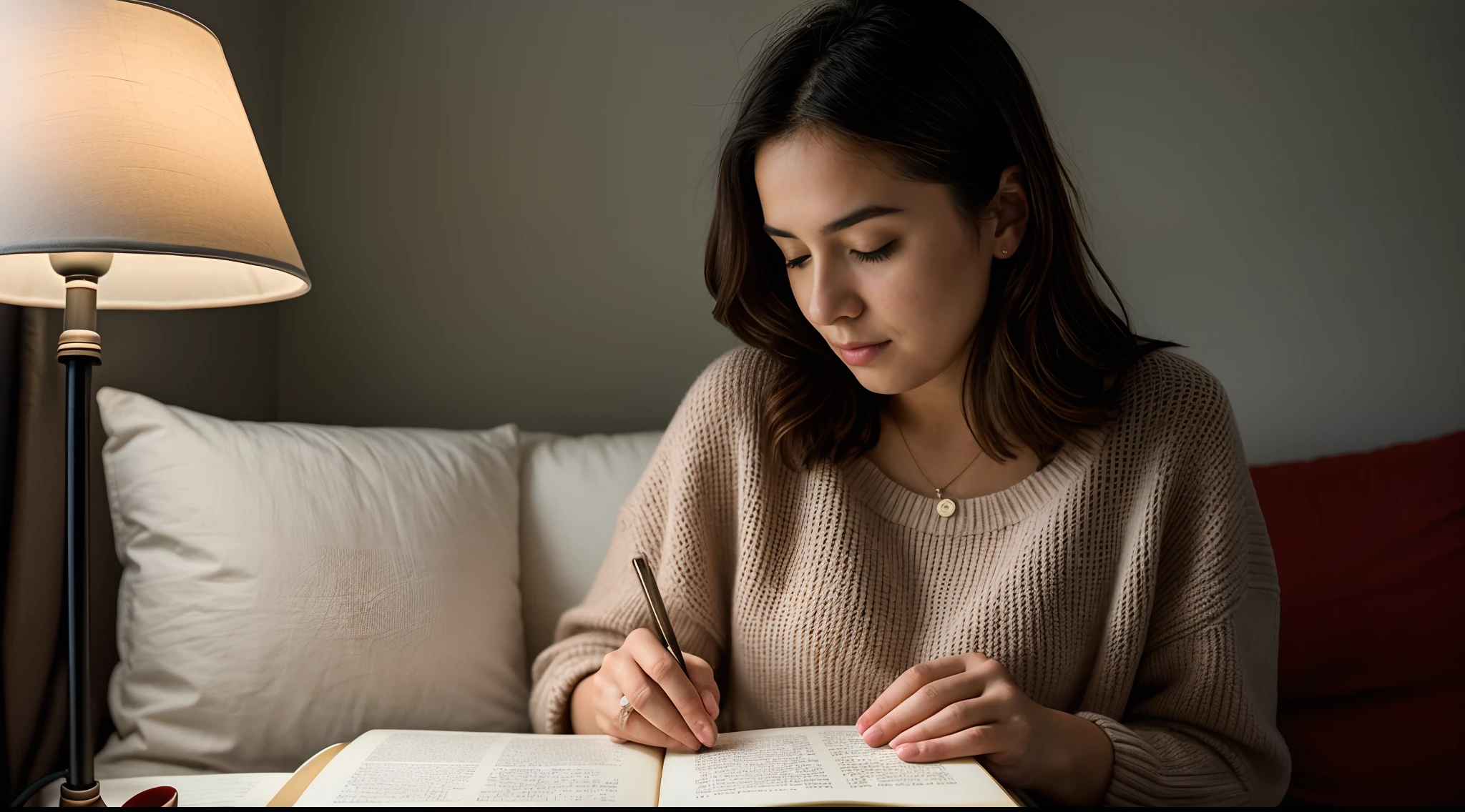 일기를 작성 중인 여자
