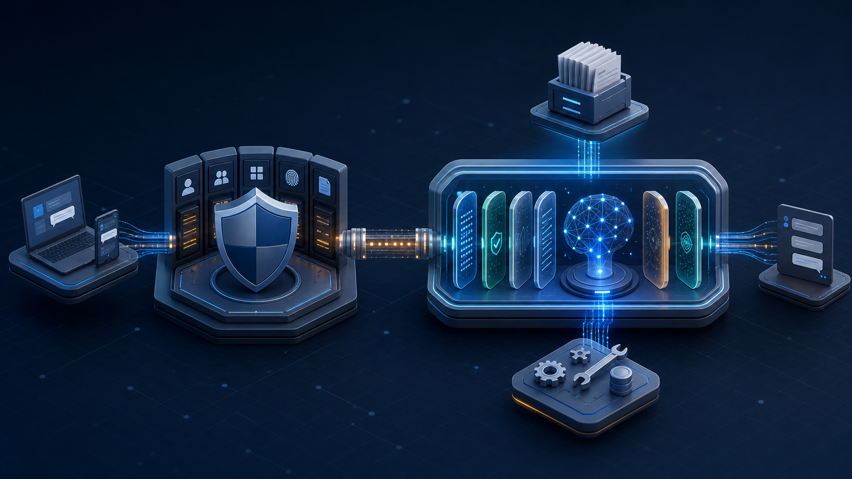 Application 보안 제어 영역과 NeMo Guardrails LLM 처리 파이프라인이 책임을 나눠 연결된 구조
