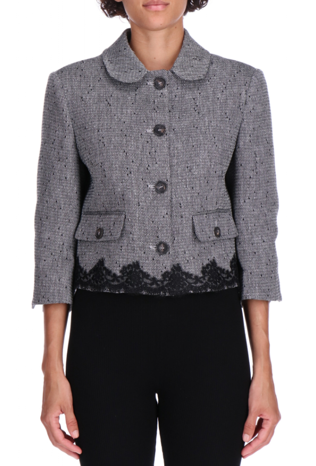 {자켓} 붉은 진주 20회 21회 :: 박진희(김단희/김명희) / 에르마노 피렌체 ERMANNO FIRENZE 밑단 레이스 배색 7부 소매 자켓