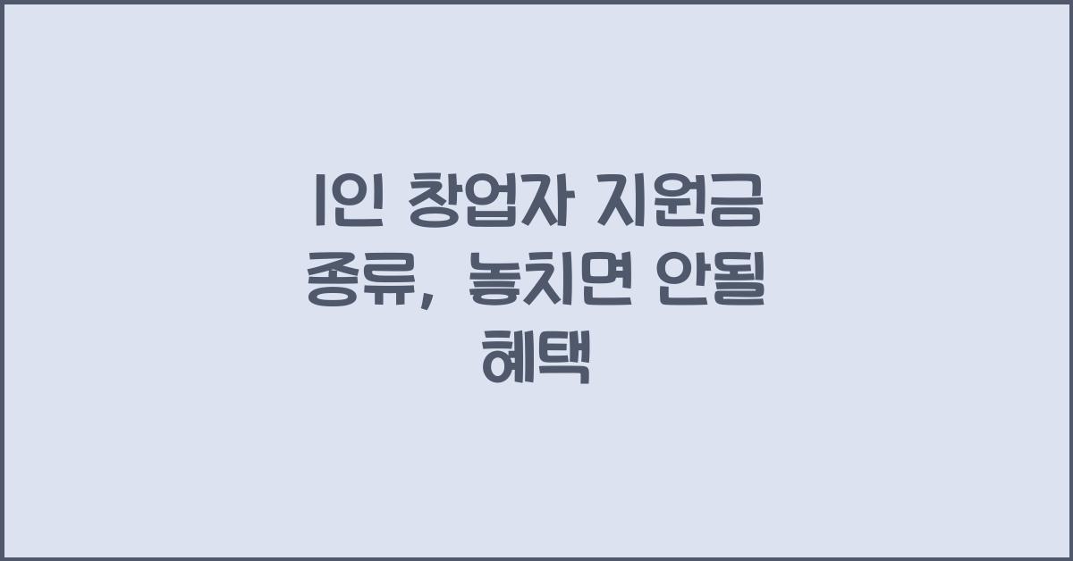 1인 창업자 지원금 종류
