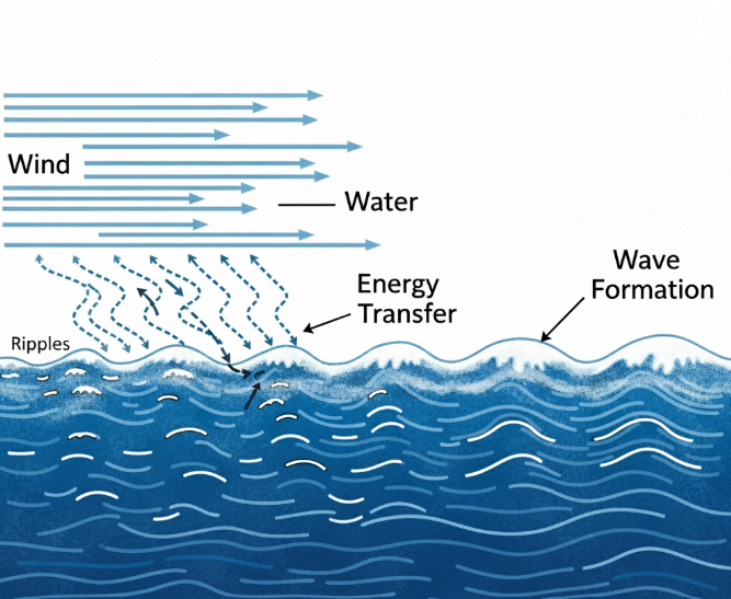 Ocean waves reason for wind