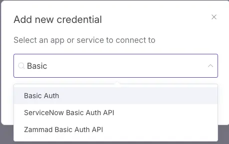 Add new credential(Basic Auth)