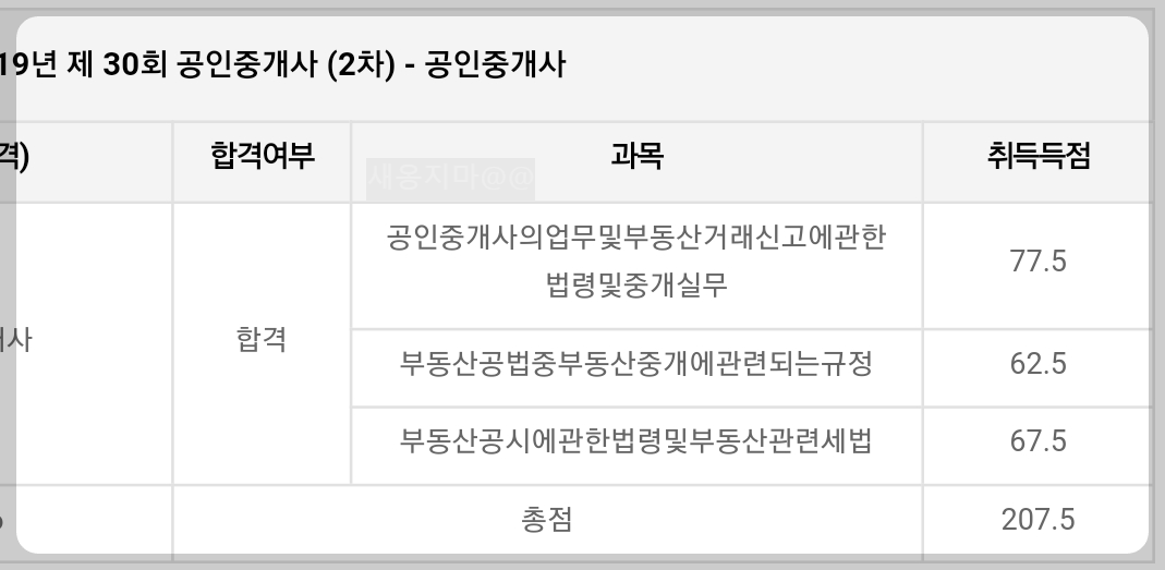 공인중개사-2차-합격-성적표