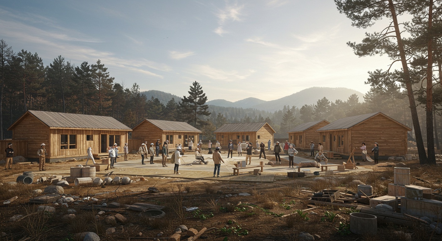 재건된 마을에서 희망을 되찾은 주민들의 모습