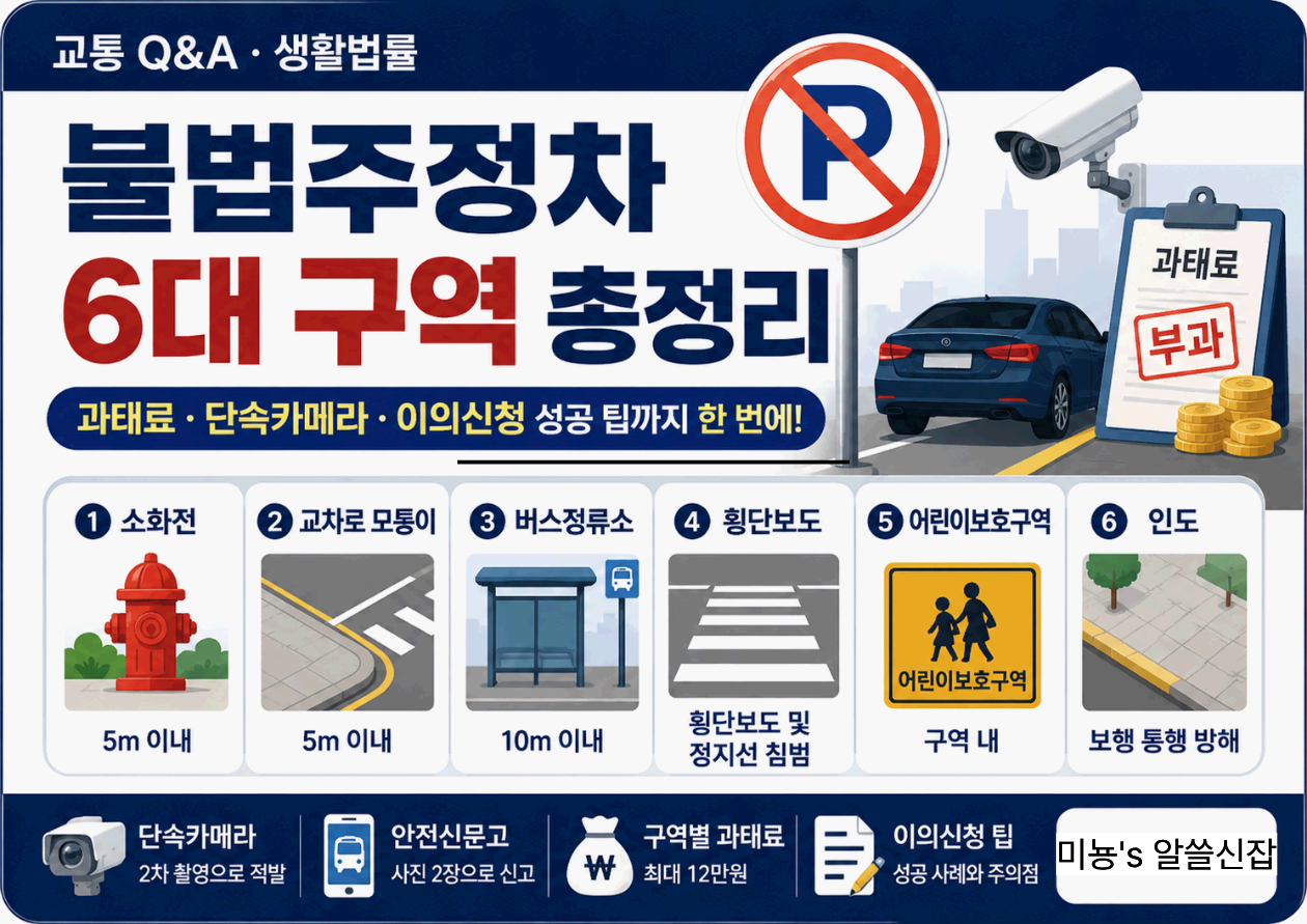 불법주정차 6대 구역 총정리 - 과태료&middot;단속카메라&middot;안전신문고&middot;이의신청까지 한 번에