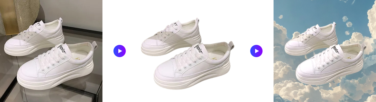 ドラップアート 元画像 → 背景除去 → 背景生成 サムネイル制作過程