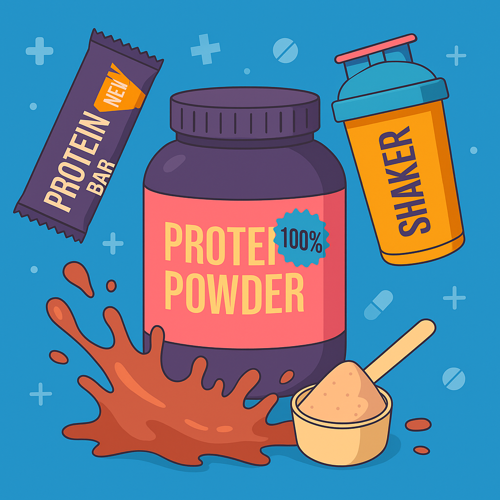 단백질 바와 단백질 파우더를 표현한 인포그래픽