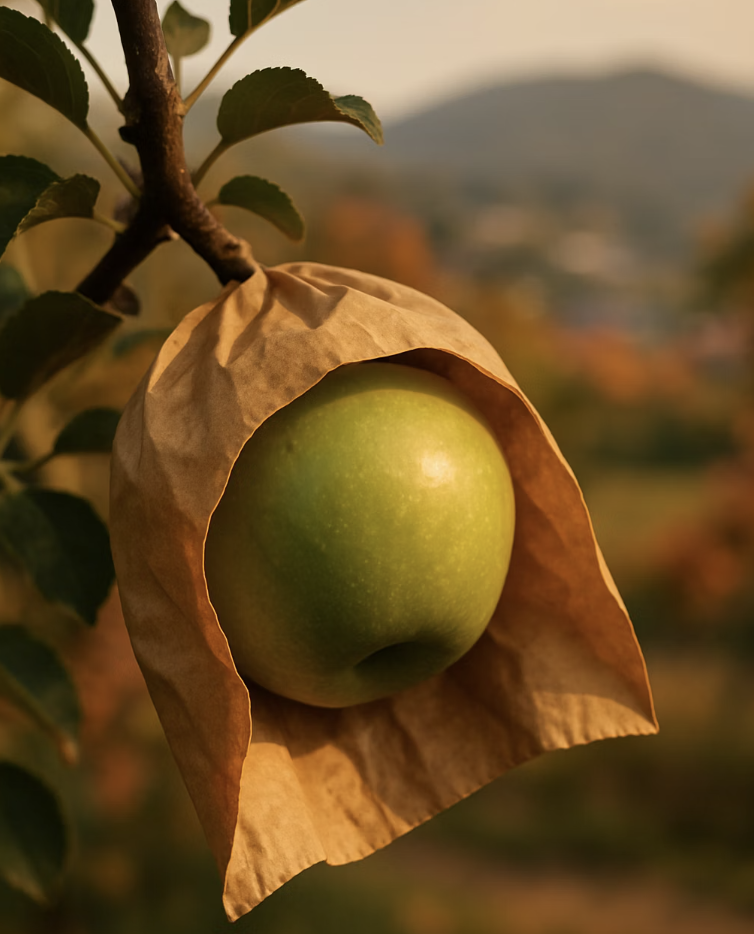 아기 사과를 위한 튼튼한 갑옷, 봉지 씌우기
