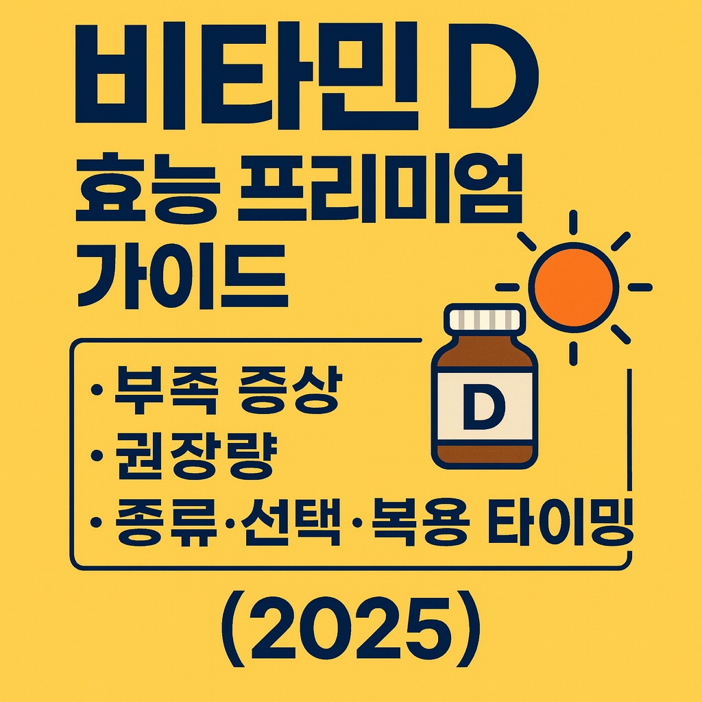 비타민D 효능 프리미엄 가이드｜부족 증상·권장량·종류·선택·복용 타이밍 (2025)
