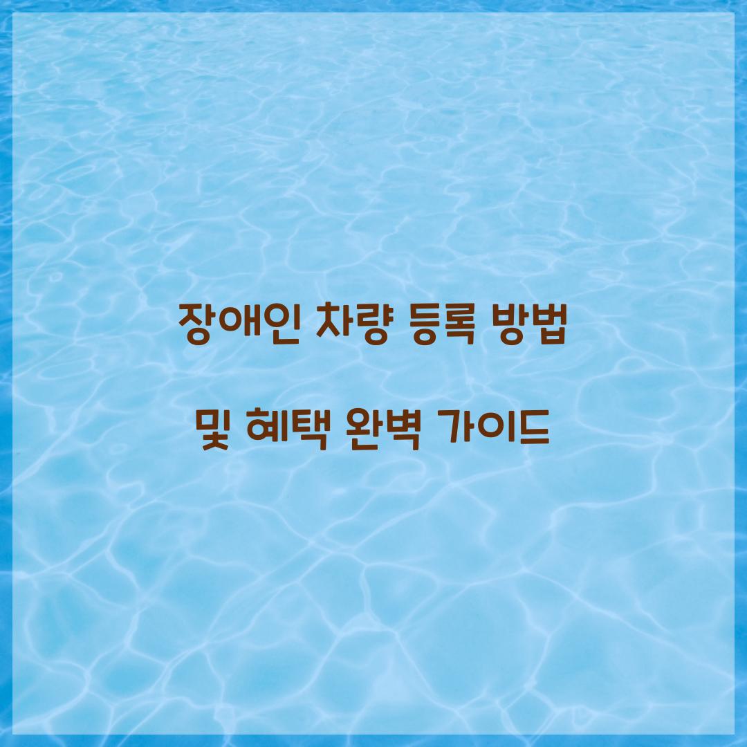 장애인 차량 등록