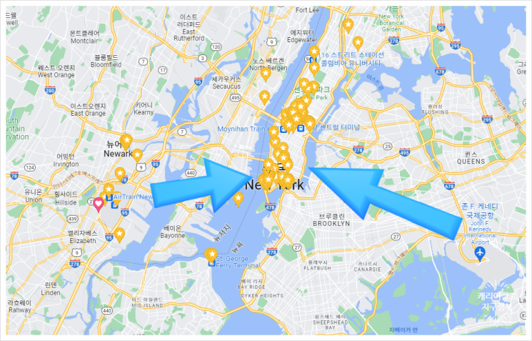뉴웍공항에서 맨해튼 가는 방법