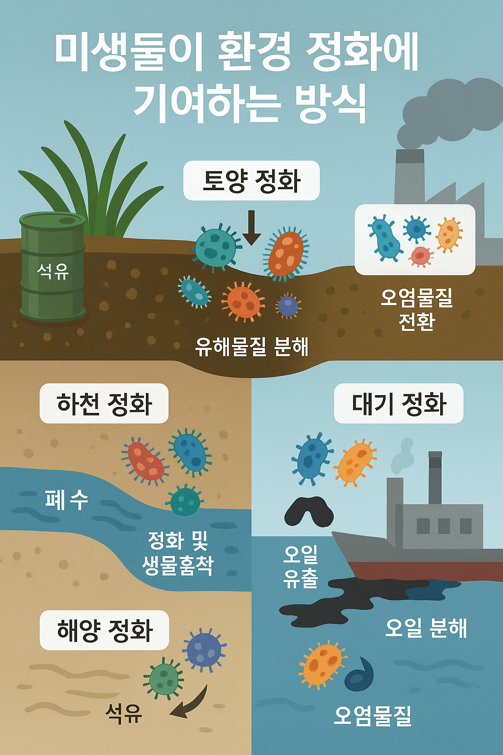 미생물이 환경 정화에 기여하는 방식 관련 사진