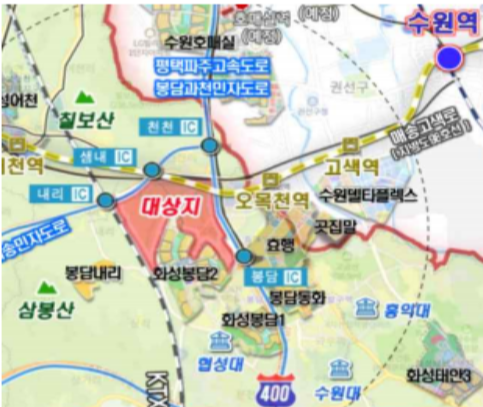 화선봉담3지구 위치도