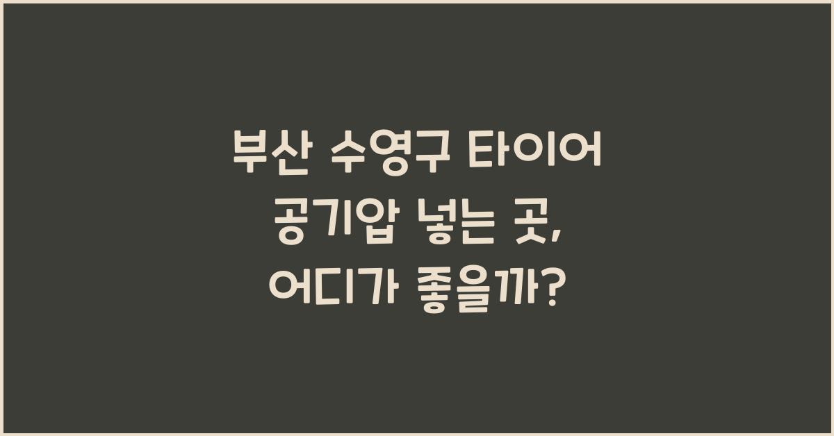 부산 수영구 타이어 공기압 넣는 곳