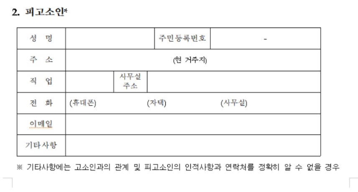 고소장 양식 무료 다운