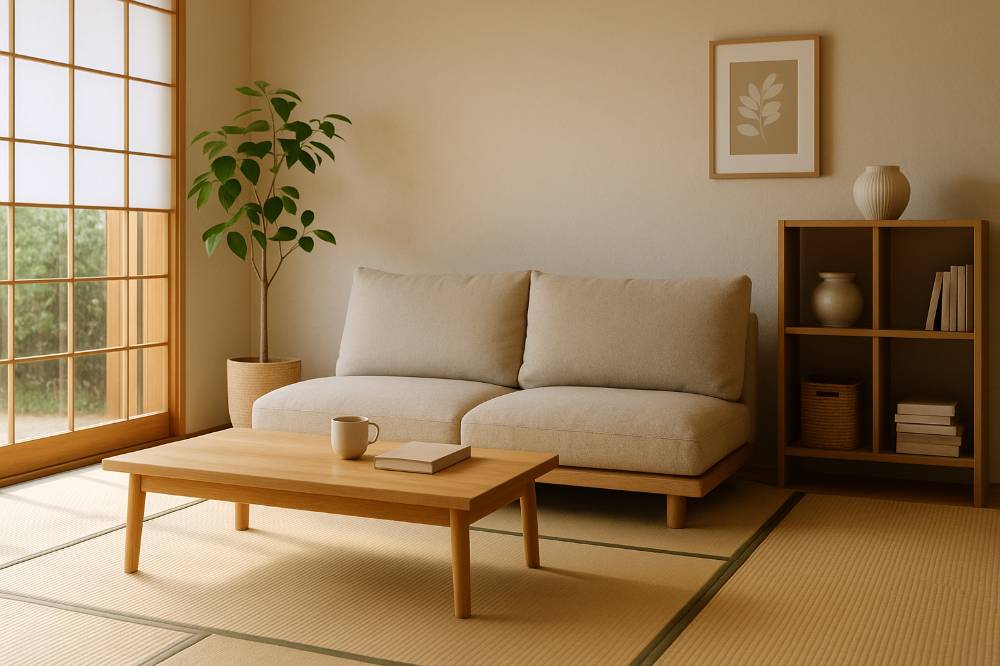 거실에 놓여진 로우 쇼파 이미지