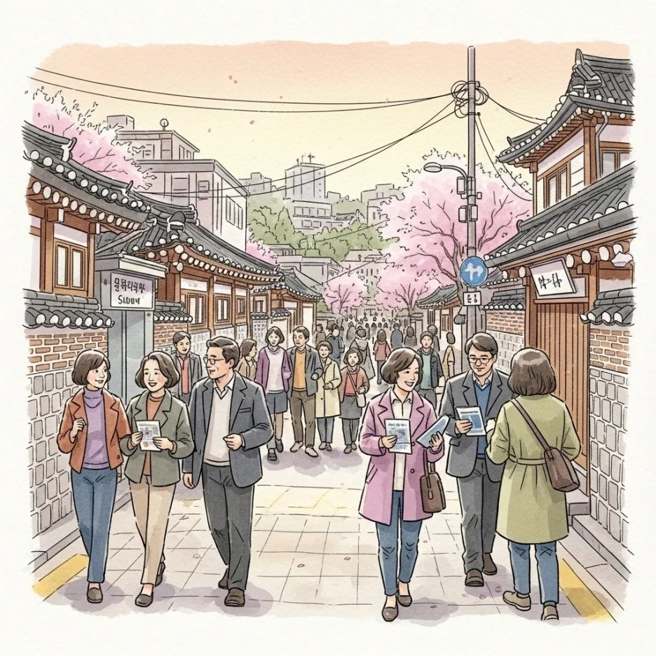 대림미술관 주변 서촌 거리의 활기찬 풍경